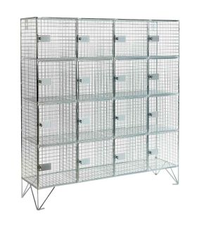 Wire Mesh Multi-Compartment Lockable Storage 16 Doors