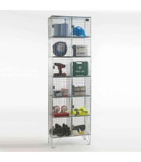 Nest of 2 Six Door Wire Mesh Storage Lockers offers 12 compartments.