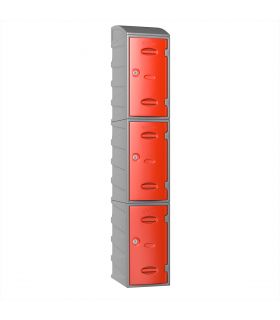 Pure extreme 3 tier plastic locker with Sloping Top - Red