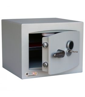 Securikey SFMV1FRK-G Mini Vault Gold Key Lock Security Safe - door ajar with key inserted