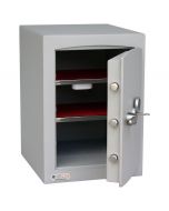 Key Lock Security Safe - Securikey Mini Vault Silver 2K - door ajar